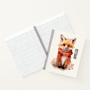 Cute Fox Pup in a Red Scarf Notebook
