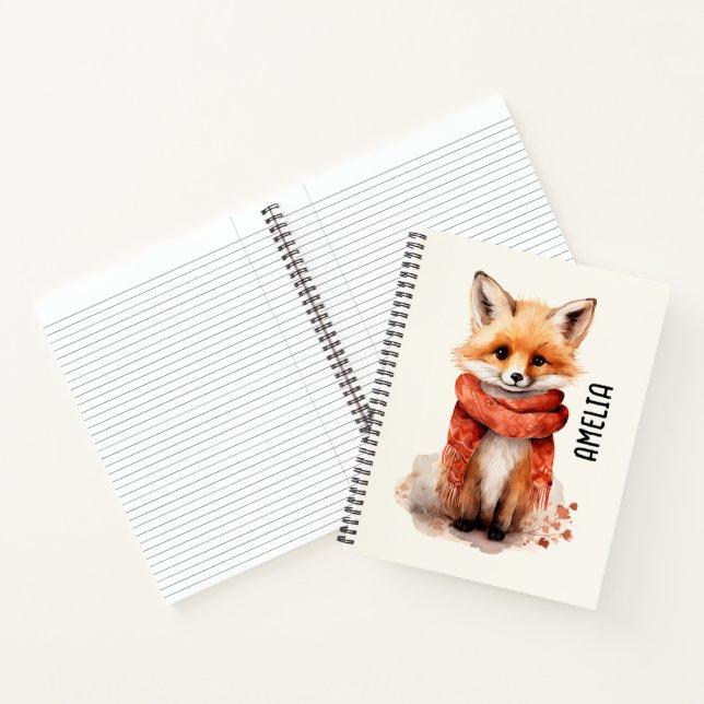 Cute Fox Pup in a Red Scarf Notebook (Inside)