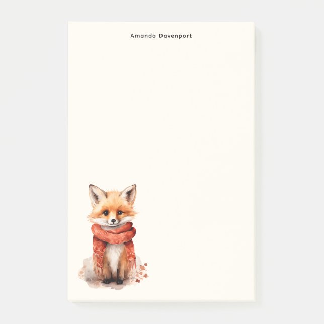 Cute Fox Pup in a Red Scarf Post-it Notes (Front)
