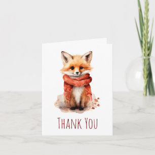 Cute Fox Pup in a Red Scarf Thank You Card