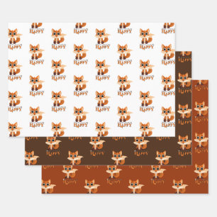 Cute Fox Quote “Foxes Make Me Happy” Wrapping Paper Sheet