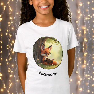 Cute fox reading a book, bookworm - custom T-Shirt