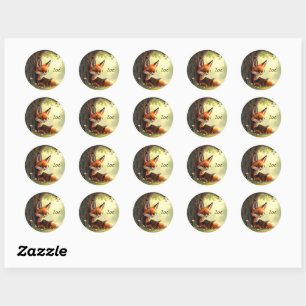 Cute fox reading a book, custom  classic round sticker