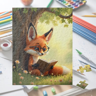 Cute fox reading a book, kids jigsaw puzzle