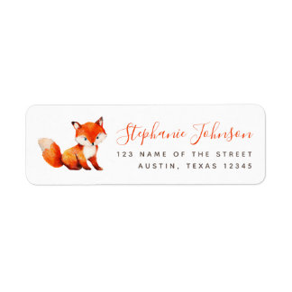 Cute Fox Red Handwriting Woodland Return Address