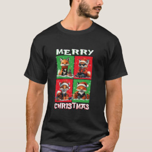 Cute Fox Santa Animals Lover Merry Christmas Tree T-Shirt