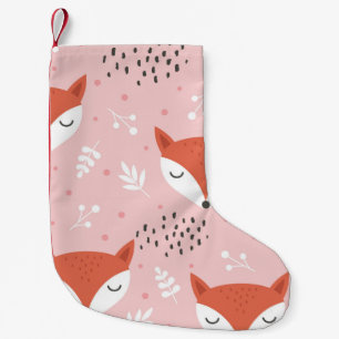 Cute fox seamless pattern, wolf hand drawn forest  small christmas stocking