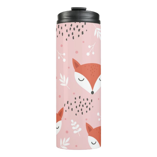 Cute fox seamless pattern, wolf hand drawn forest  thermal tumbler (Front)