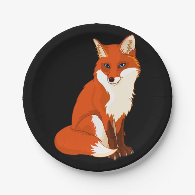 Cute Fox Sitting Paper Plates (Front)