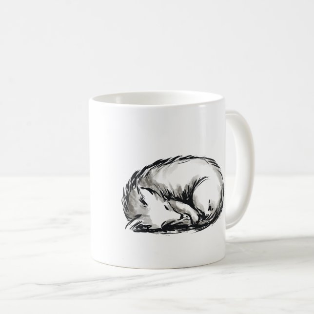 Cute fox sketch with name coffee mug (Front Right)