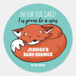 Cute Fox Sleeping For Fox Sake Baby Shower Classic Round Sticker