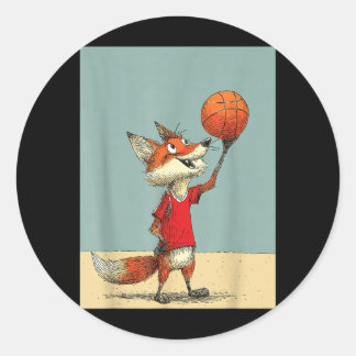 Cute Fox Sports Funny Basball Cartoon Design Classic Round Sticker