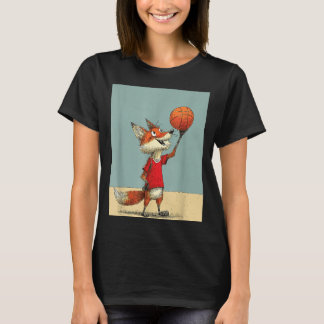 Cute Fox Sports Funny Basball Cartoon Design T-Shirt