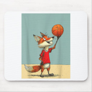 Cute Fox Sports Funny Basketball Artwork Mouse Mat