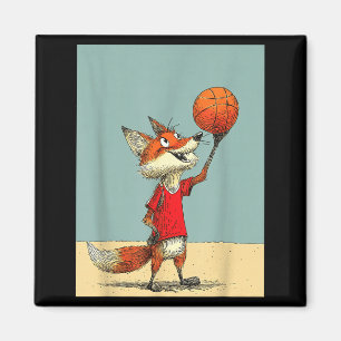 Cute Fox Sports Funny Basketball Design Magnet