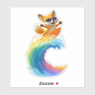 Cute Fox Sticker – Surfboard Wave