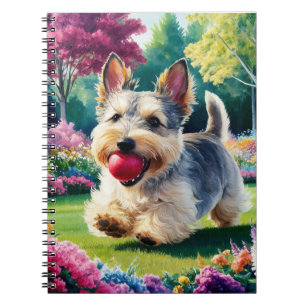 Cute Fox Terrier Chasing a Kite in the Park Notebook