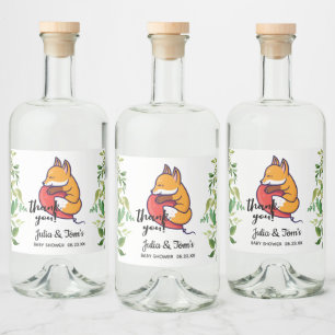 Cute Fox Thank You Baby Shower Liquor Bottle Label
