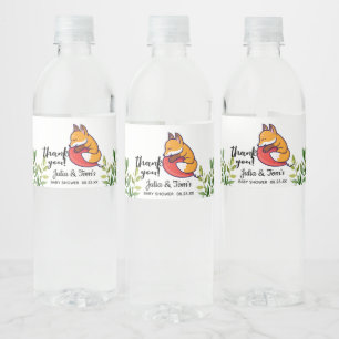 Cute Fox Thank You Baby Shower Water Bottle Label