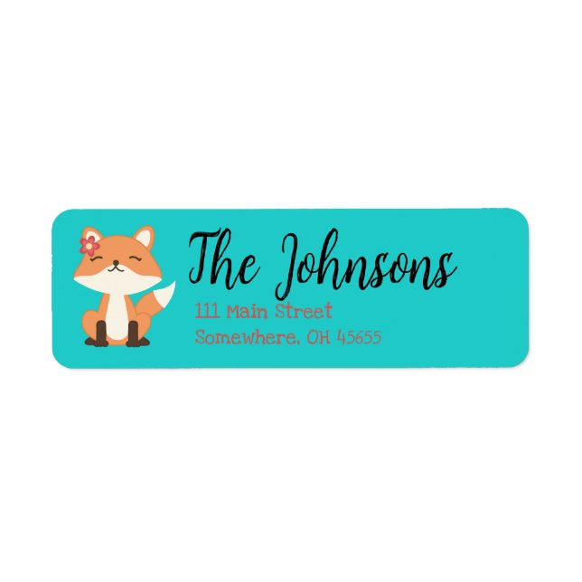 Cute Fox Themed Return Address Labels Animal (Front)