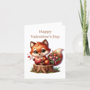 Cute fox Valentine kids add message Holiday Card