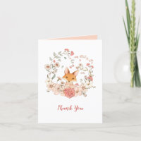 Cute Fox Vintage Floral Peach Blank Inside