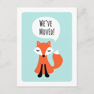 Cute fox we have moved change of address moving announcement postcard