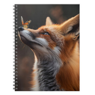 Cute fox with a butterfly sitting on its nose notebook