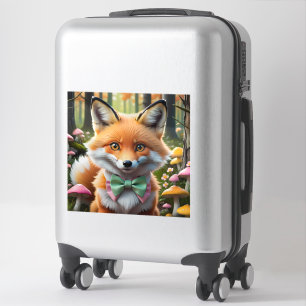 Cute Fox with a Green and Pink bow