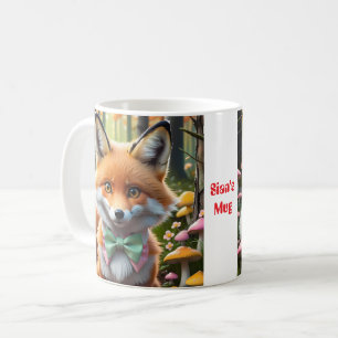 Cute Fox with a Green and Pink bow Coffee Mug