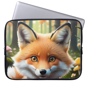 Cute Fox with a Green and Pink bow Laptop Sleeve