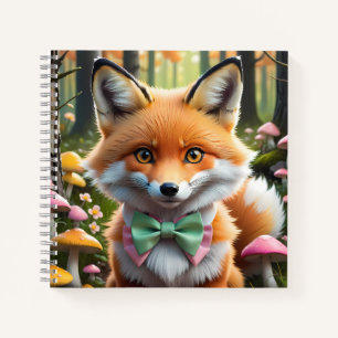 Cute Fox with a Green and Pink bow Notebook