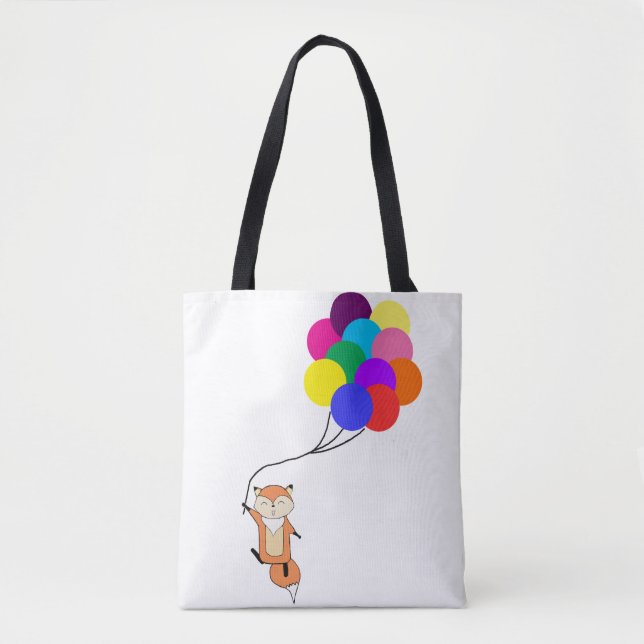 Cute Fox with Balloons Tote Bag (Front)