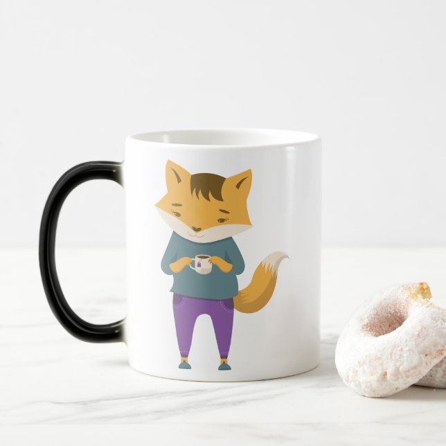 Cute fox with cup of tea (With Donut)