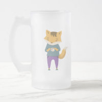 Cute fox with cup of tea