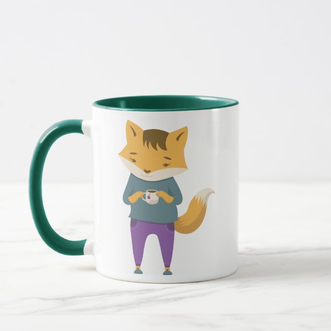 Cute fox with cup of tea (Left)
