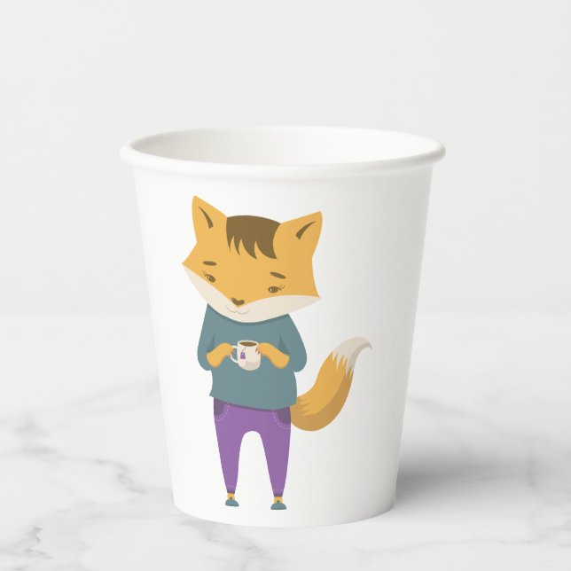 Cute fox with cup of tea (Front)