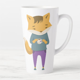 Cute fox with cup of tea