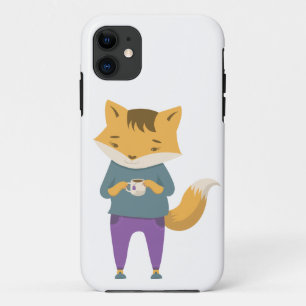 Cute fox with cup of tea iPhone 11 case