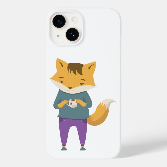 Cute fox with cup of tea Case-Mate iPhone case (Back)