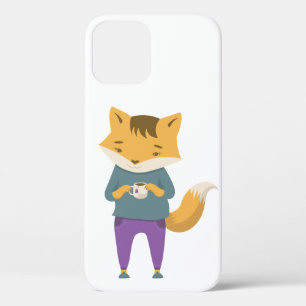 Cute fox with cup of tea iPhone 12 case