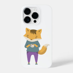 Cute fox with cup of tea iPhone 14 pro case