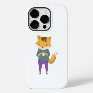 Cute fox with cup of tea iPhone 14 pro case