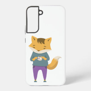 Cute fox with cup of tea samsung galaxy case