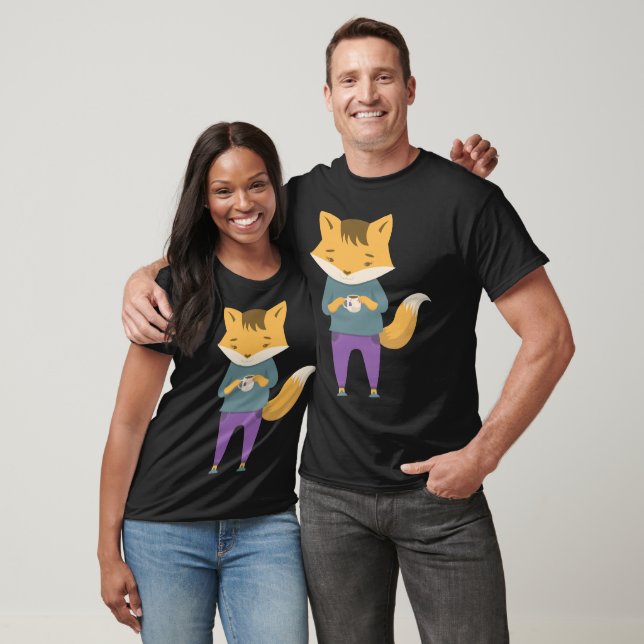 Cute fox with cup of tea T-Shirt (Unisex)