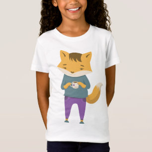 Cute fox with cup of tea T-Shirt