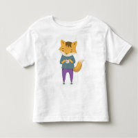 Cute fox with cup of tea