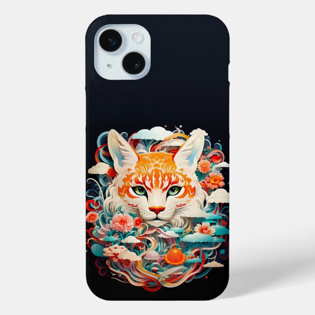 Cute Fox with flowers Paper Cutout Case-Mate iPhone Case (Back)