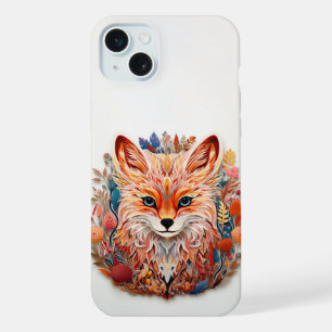 Cute Fox with flowers Paper Cutout iPhone 15 Plus Case