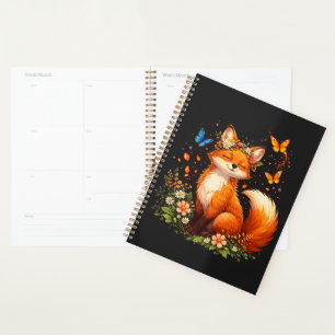 Cute Fox With Flowers Planner